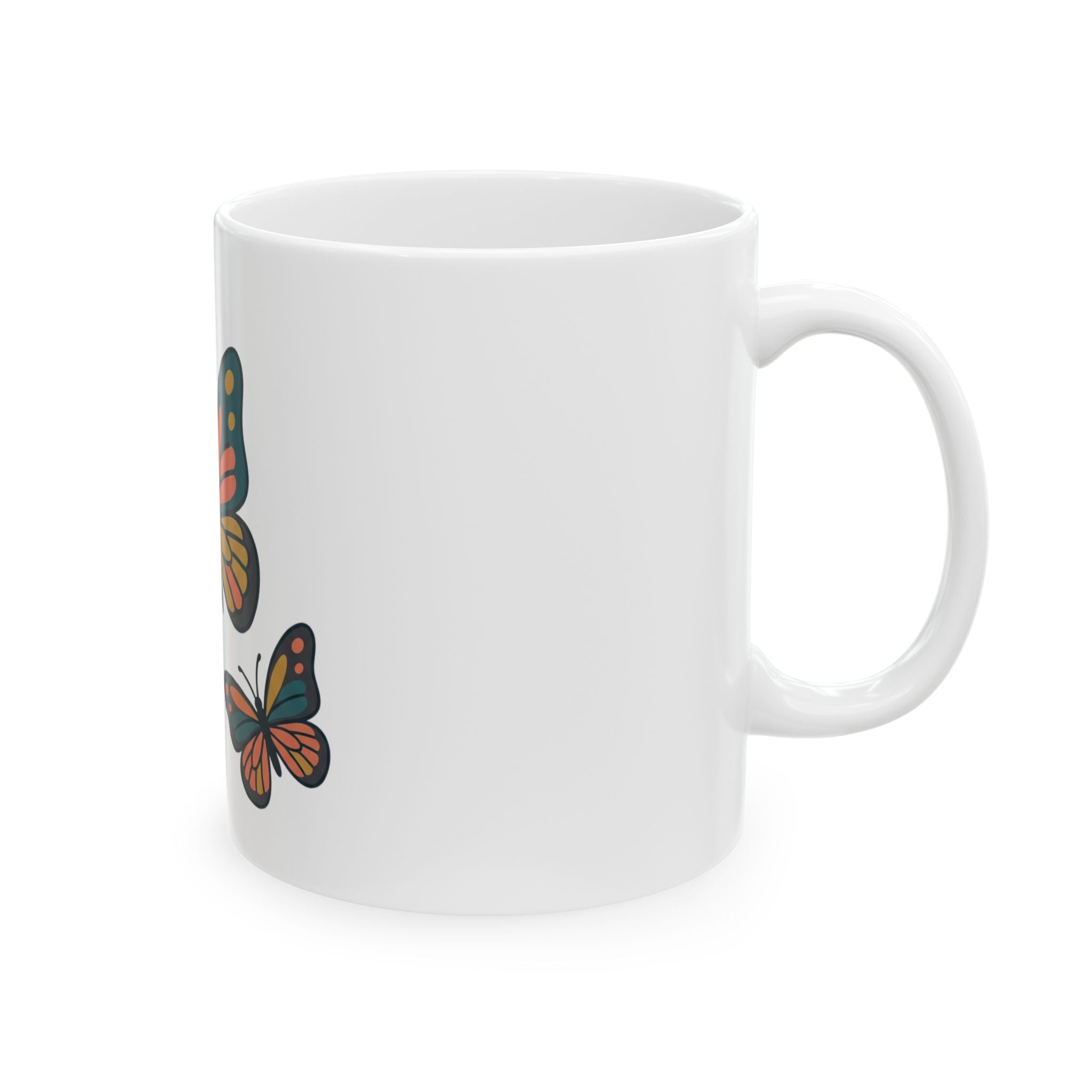 Butterfly Ceramic Mug — Colorful Monarch Butterfly Coffee Cup (11oz & 15oz)