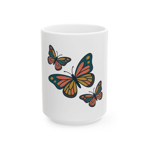 Butterfly Ceramic Mug — Colorful Monarch Butterfly Coffee Cup (11oz & 15oz)