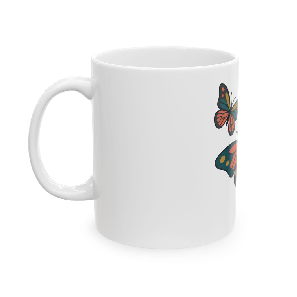 Butterfly Ceramic Mug — Colorful Monarch Butterfly Coffee Cup (11oz & 15oz)