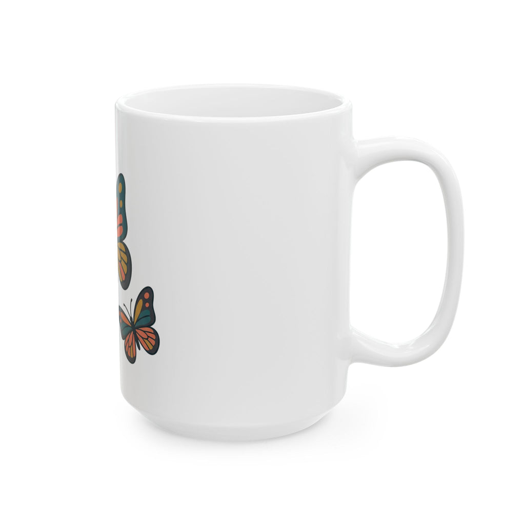 Butterfly Ceramic Mug — Colorful Monarch Butterfly Coffee Cup (11oz & 15oz)